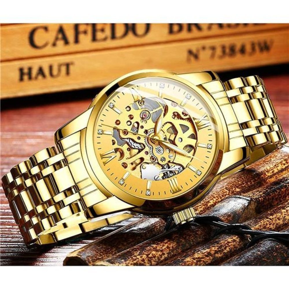 New Mens Gold Luxury Watch